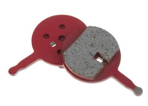 Red and gray brake pad on a white background